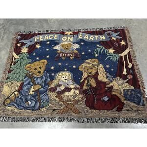 Boyds Bears, Peace On Earth, Holy Family, Tapestry, Wall Hanging ~ 250811-WH 497